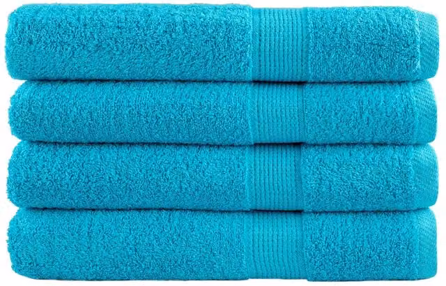 Berkfield Home SOLUND Premium Cotton Terry Towel Set, 4 Pieces, Turquoise Blue, W: 100 cm, L: 200 cm, 600 gsm