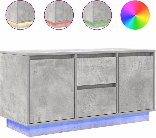 Berkfield Home Modern TV Cabinet with LED Lights in Concrete Grey, W/D/H: 100 x 41 x 50 cm – 1