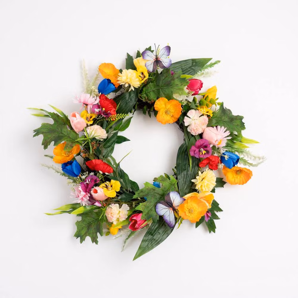 Scottish Everlastings Ltd Multicolour Bright Floral Hanging Wreath, Diameter: 45 cm – 3