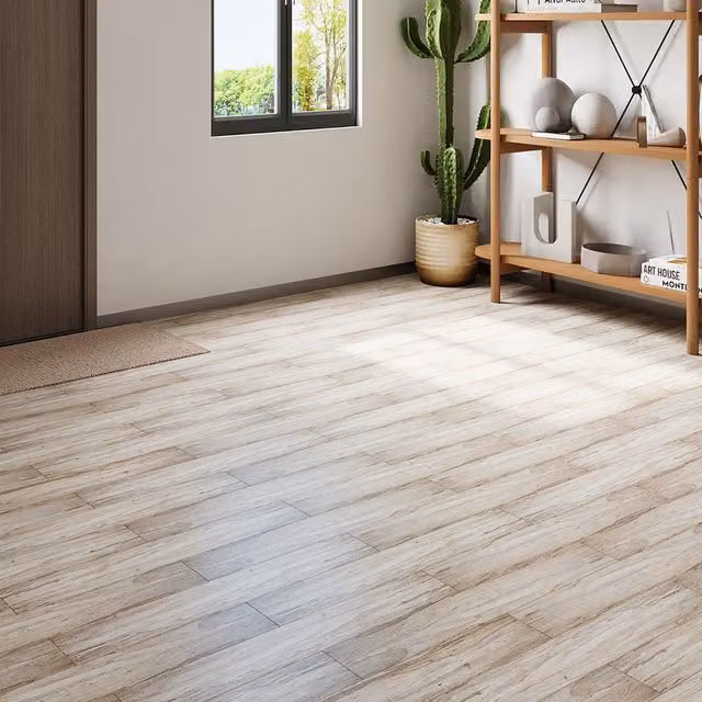 Livingandhome 36-Piece Self-Adhesive Wood-Look PVC Flooring Planks in Light Grey
