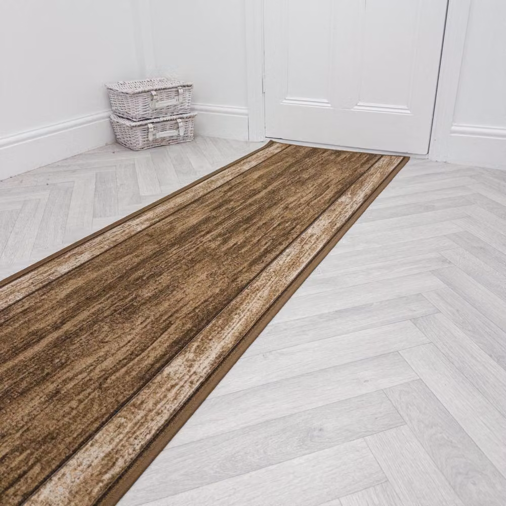 runrug Rama Hallway Runner Rug in Dark Brown, Non-Slip and Hardwearing, W: 66 cm, L: 150 cm – 4