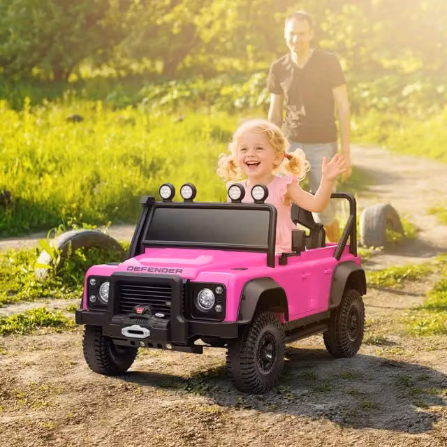 AIYAPLAY 12V Kids Electric Ride On Land Rover Car with Remote Control, Pink