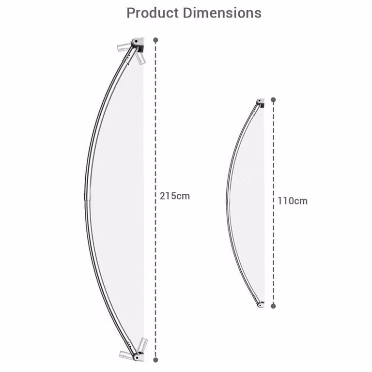 Havendro Curved Oval Stainless Steel Shower Curtain Rod Rail in Silver
