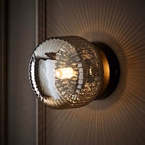 ValueLights Calpe Modern Sphere Wall Light in Black and Gold/Brass with Glass Shade – 2