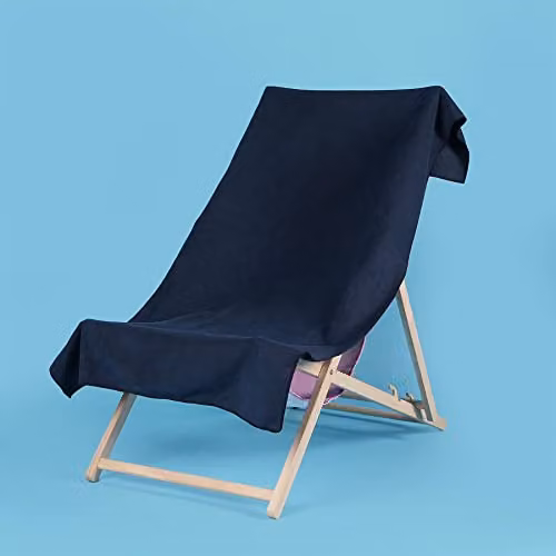 OHS Plain Microfibre Quick Dry Beach Towel in Blue, W: 71 cm, L: 152 cm – 1
