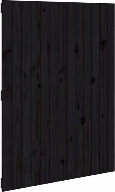 Berkfield Home Black Rustic Solid Wood Pine Wall Mounted Headboard W: 110 cm, H: 82.5 cm, D: 3 cm