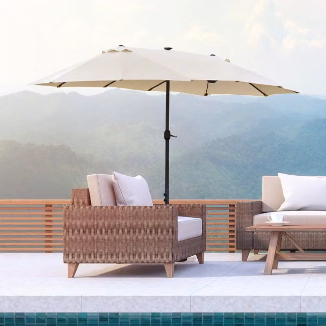 Outsunny Double Sided Cantilever Sun Parasol in White