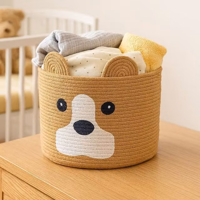 Voltico Large Animal Cotton Storage Basket in Sand, Foldable, W/D/H: 30 x 30 x 30 cm – 1