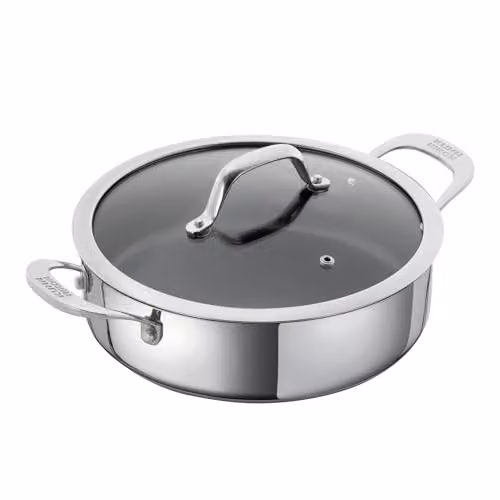 Kuhn Rikon Allround Stainless Steel Non-Stick Serving Pan, Silver, 28cm, 5L – 4