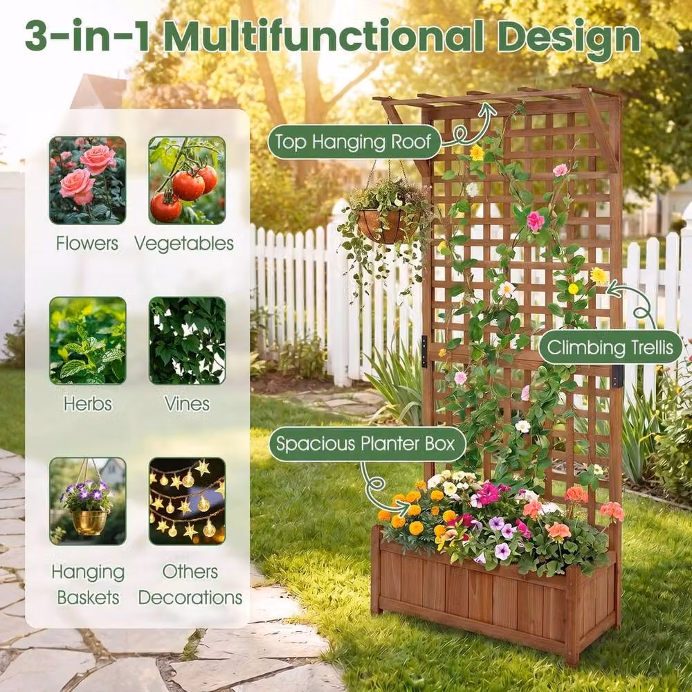 Kelvenix Brown Wooden Vertical Raised Planter, Height: 181 cm – 4