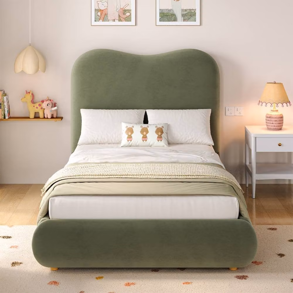 Rolipo Green Velvet Single Bed with Hydraulic Storage W/D/H: 90 x 190 cm – 4