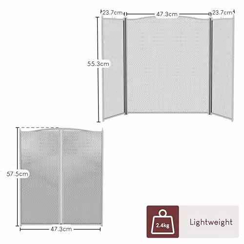 Fire Vida Denton 3 Panel Fire Screen in Pewter Silver and Grey, H 96.0 cm x W 60.0 cm x D 8.0 cm – 6