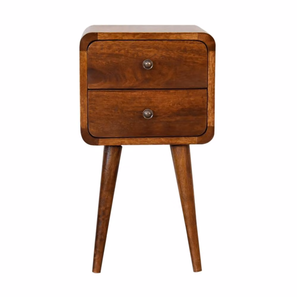 Wyld Haus Venzone Mini Mango Wood Bedside Table with 2 Drawers in Brown, W/D/H: 30 x 30 x 55 cm – 2