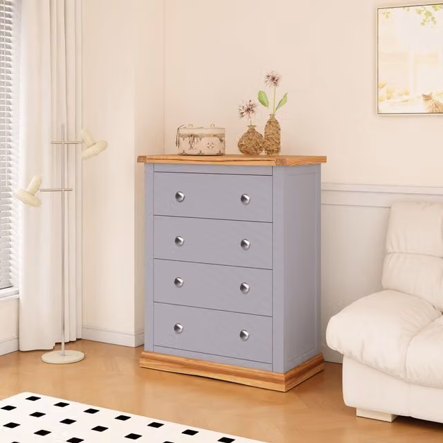 Cabinet Bits Biccari 4 Drawer Chest of Drawers in Grey with Chrome Knobs – 1