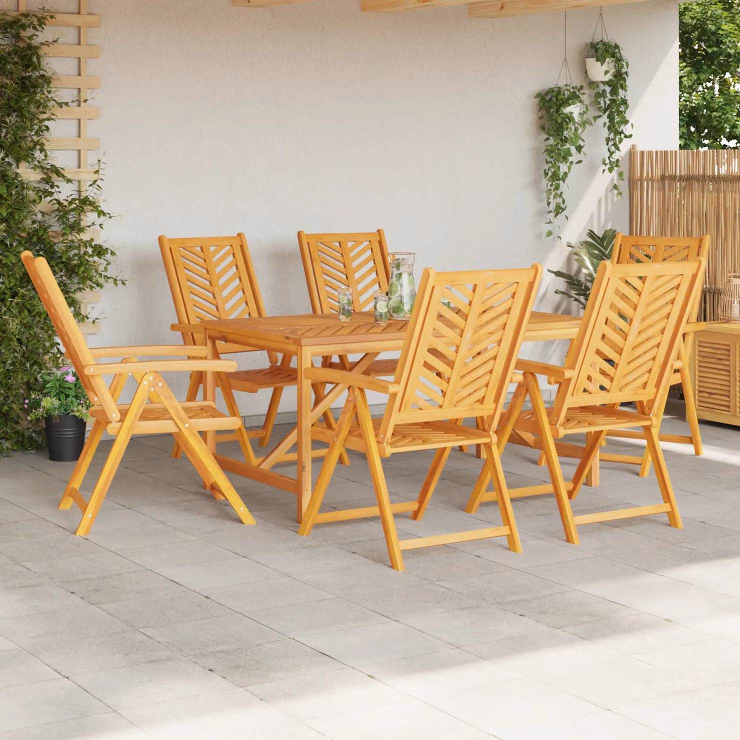 Berkfield Home Set of 6 Reclining Acacia Wood Garden Chairs in Brown – 2