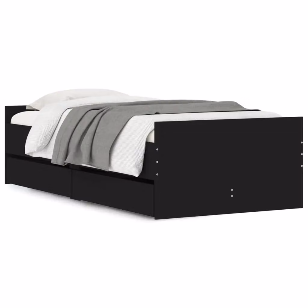 Berkfield Home Modern Small Single Bed Frame with Drawers, Black, W: 75 cm, L: 190 cm – 2