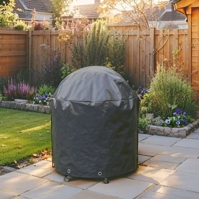 Home Source Heavy Duty Waterproof UV Resistant Grey Polyester Charcoal Grill Cover W/D/H: 155 x 79 x 61 cm