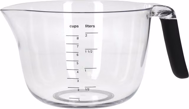KitchenAid Round Mixing and Measuring Bowl with Handle and Pouring Spout, Black and Transparent