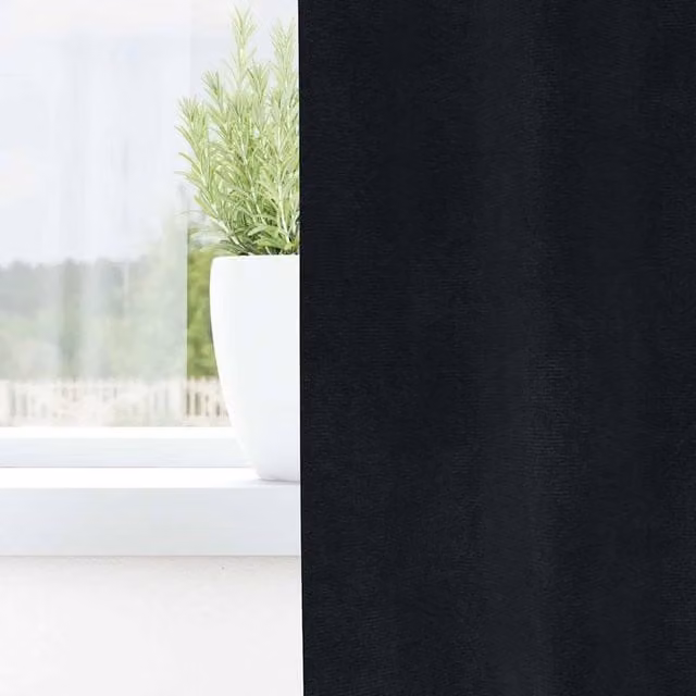 Berkfield Home Modern Blackout Velvet Eyelet Curtains, 2 Pack, Black – 1