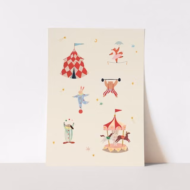 Kid of the Village A Day At The Circus Multicolour Fine Art Paper Print, W: 29.7 cm, H: 42 cm