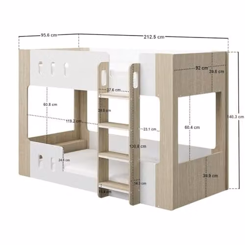 Flair Furnishings Willow Low Bunk Bed in White and Oak – 2