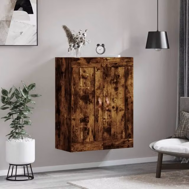 Berkfield Home Wall Mounted Smoked Oak Cabinet in Brown, W/D/H: 69.5 x 34 x 90 cm – 1