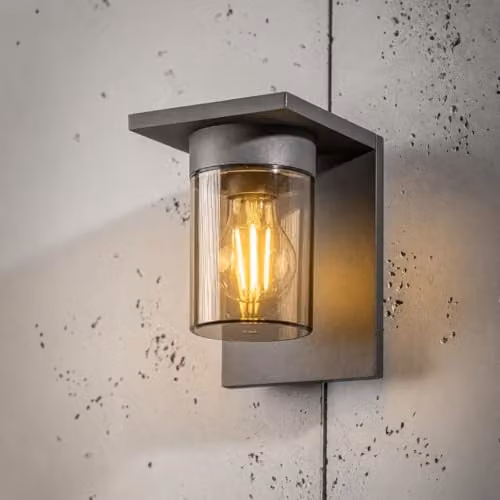 CGC Lighting Avery Anthracite Grey Outdoor Wall Lantern with Smoked Diffuser, IP54 Weatherproof, E27, W/D/H: 13.0 x 16.5 x 20.0 cm