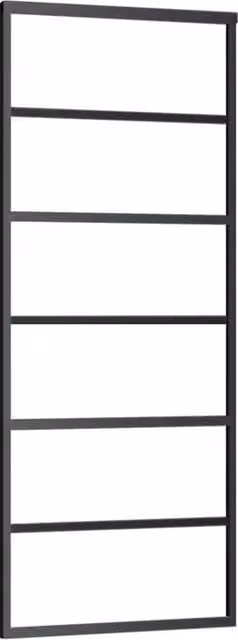 Berkfield Home Industrial Sliding Door with Hardware Set, Black Aluminium and Transparent ESG Glass, W: 76 cm, H: 205 cm – 1