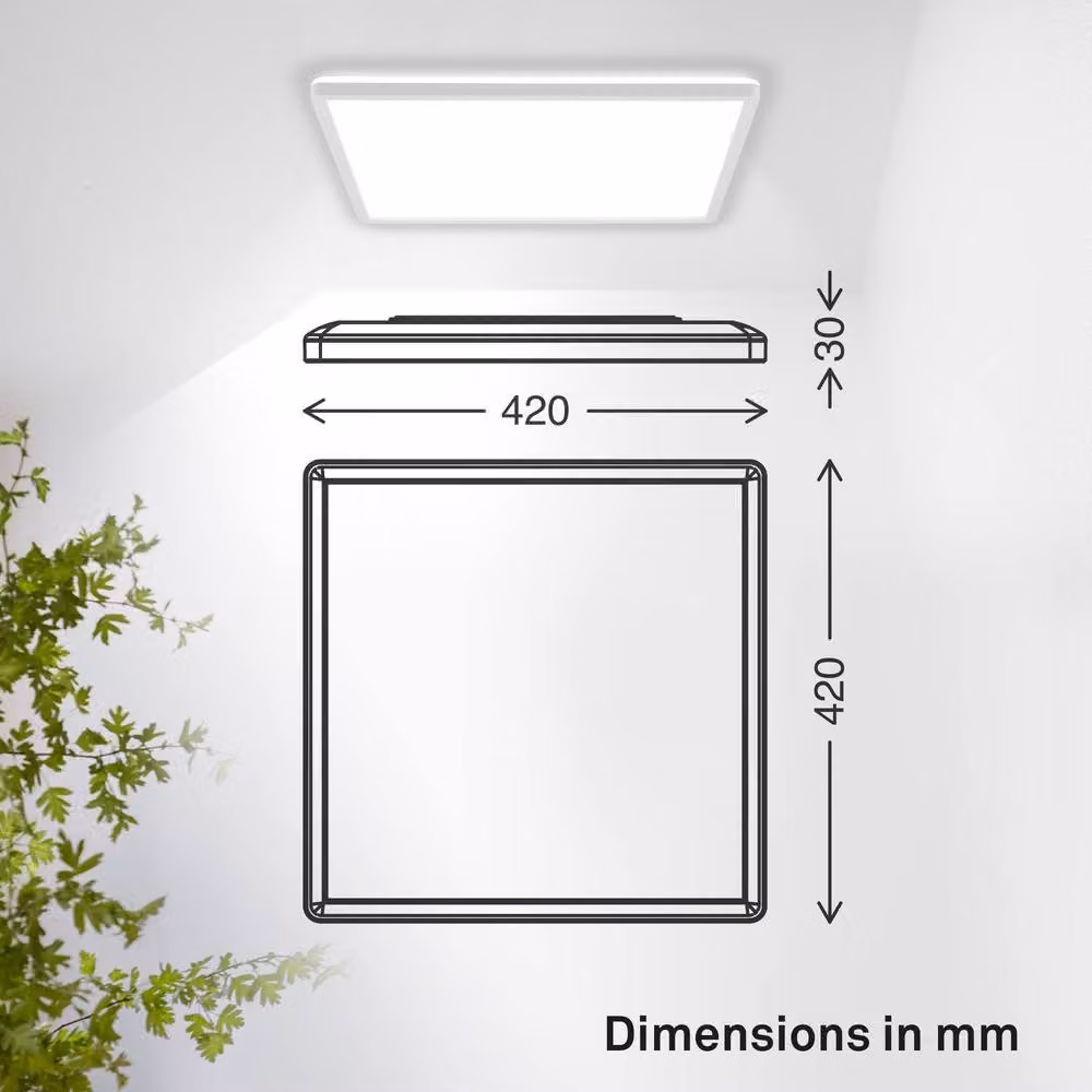 B.K.Licht White Slim LED Ceiling Panel Light, 22W, 3000lm, 4000K Neutral White, IP44 Splash-Proof, W/D/H: 42 x 42 x 3 cm – 6