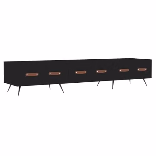 vidaXL Mid-Century TV Cabinet in Black, W/D/H: 150 x 36 x 30 cm
