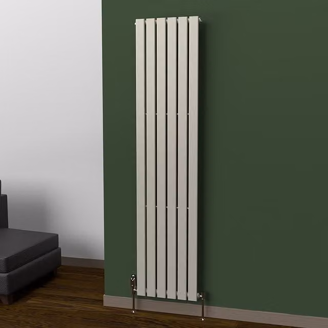 Lux Heat Flat Coloured Vertical Steel Radiator in Dune Grey, H 180 cm x W 42 cm