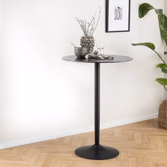 Furniture To Go Malta Ceramic Round Bar Table in Matt Black
