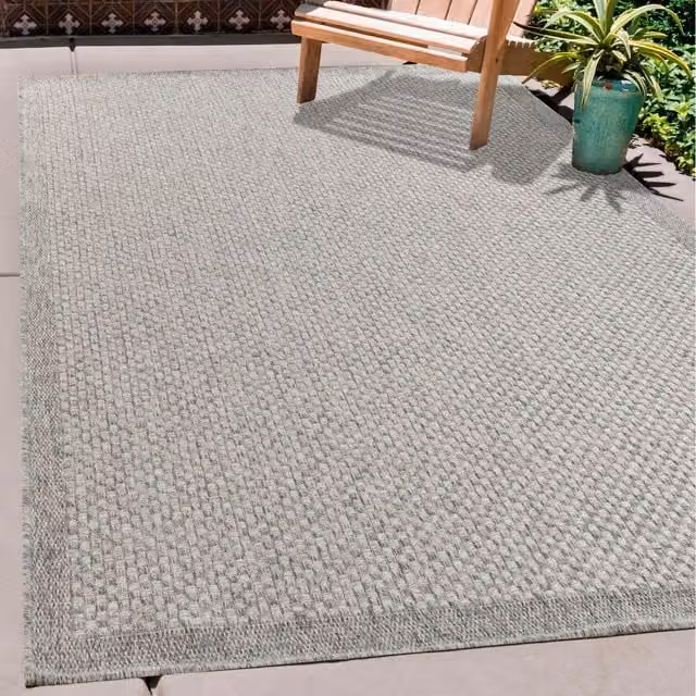 Desire Rugs Modern Checkerboard Waterproof Indoor-Outdoor Rug, Silver, W: 200 cm, D: 290 cm