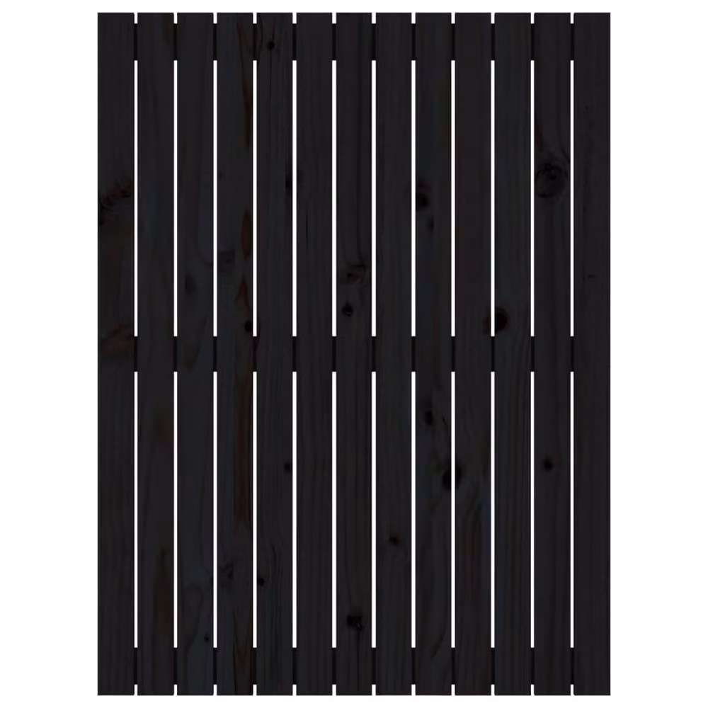 Berkfield Home Black Rustic Solid Wood Pine Wall Mounted Headboard W: 110 cm, H: 82.5 cm, D: 3 cm – 3