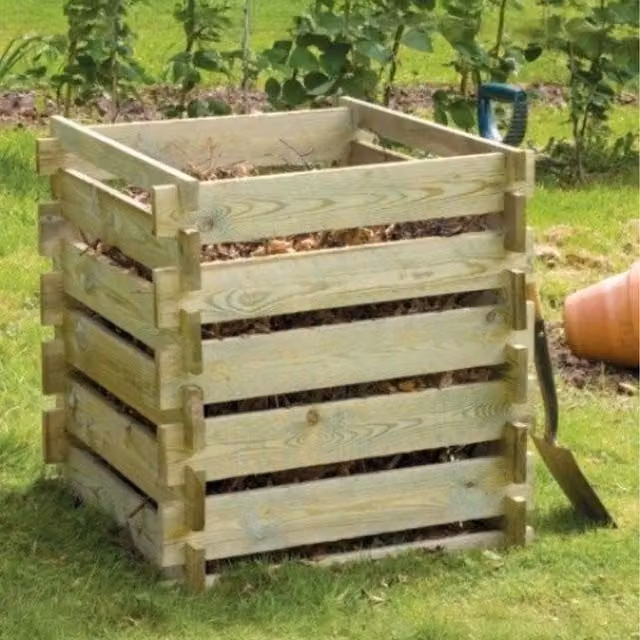 Primrose Wooden Composter Bin in Brown and Yellow