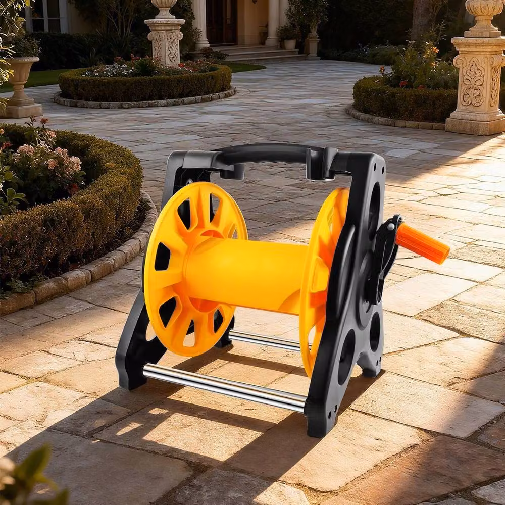FLAVORA Freestanding Plastic Hose Reel Cart in Yellow – 3