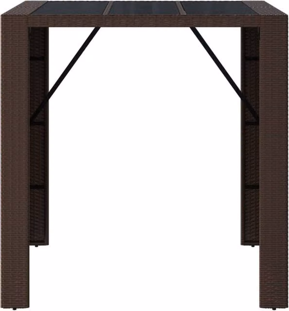 Berkfield Home Beautiful Bar Table with Glass Top in Brown Poly Rattan and Steel, W/D/H: 105 x 80 x 110 cm – 1