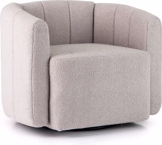 Costway Modern Swivel Barrel Tub Chair in Grey Bouclé Fabric