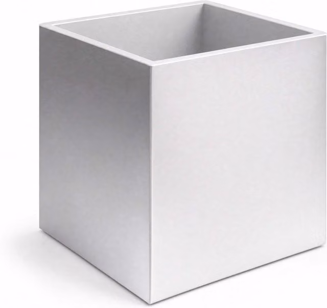 Silver Galvanised Steel Cube Planter Tub with Liner W/D/H: 50 x 50 x 50 cm