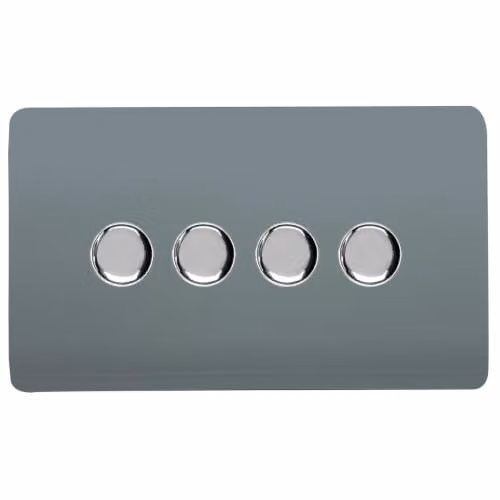 Trendi Switch 4 Gang 150w LED Dimmer Light Switch in Grey