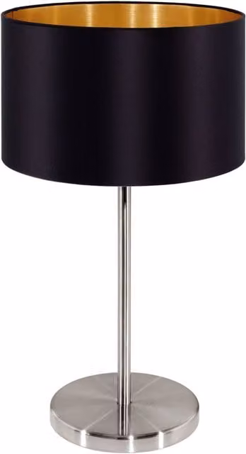Loops Table Lamp in Black and Gold with Fabric Shade and Steel Base, E27 1x60W