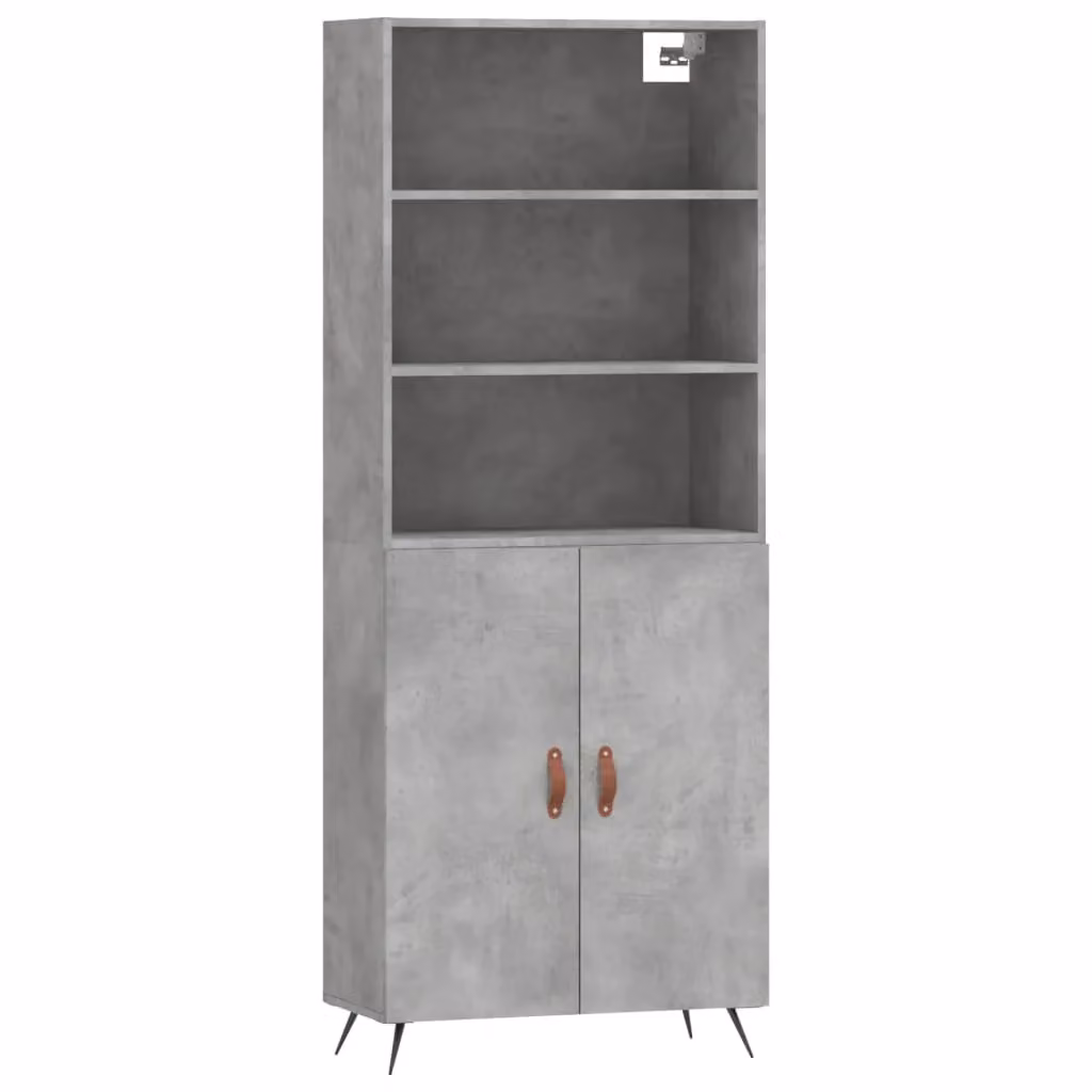 Berkfield Home Highboard in Concrete Grey, W/D/H: 69.5 x 34 x 180 cm – 2