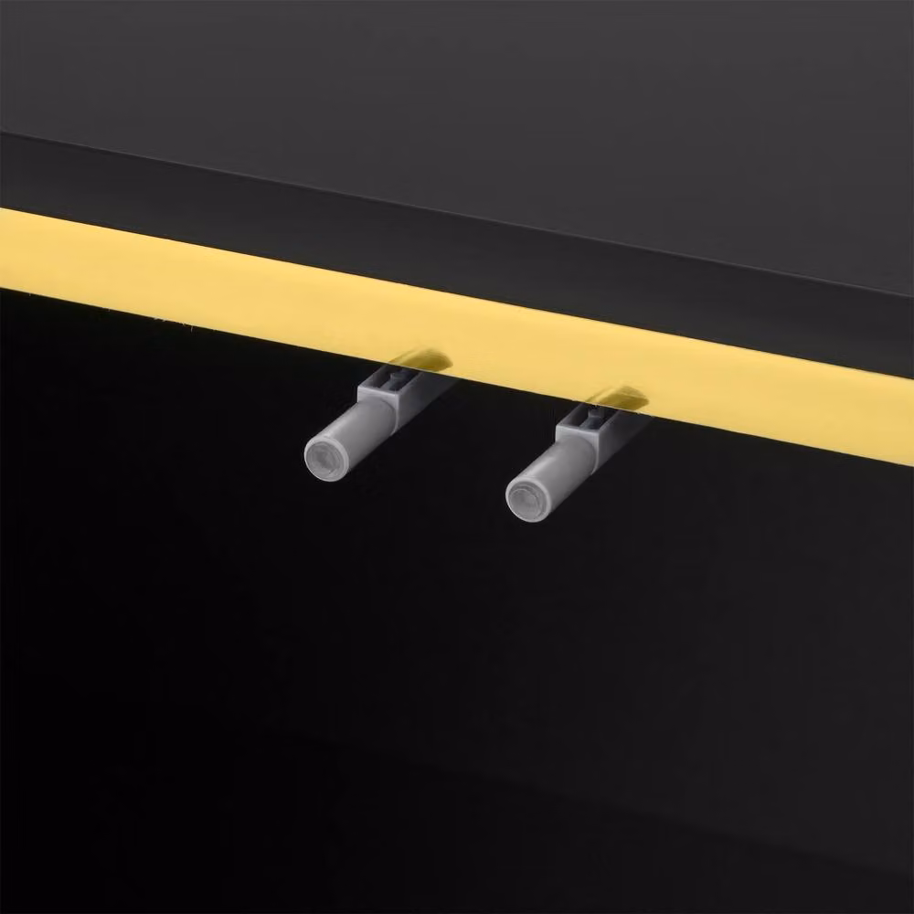 Merax Modern High Gloss TV Unit in Black with Gold Metal Legs and 4 Doors, Width: 170 cm – 8