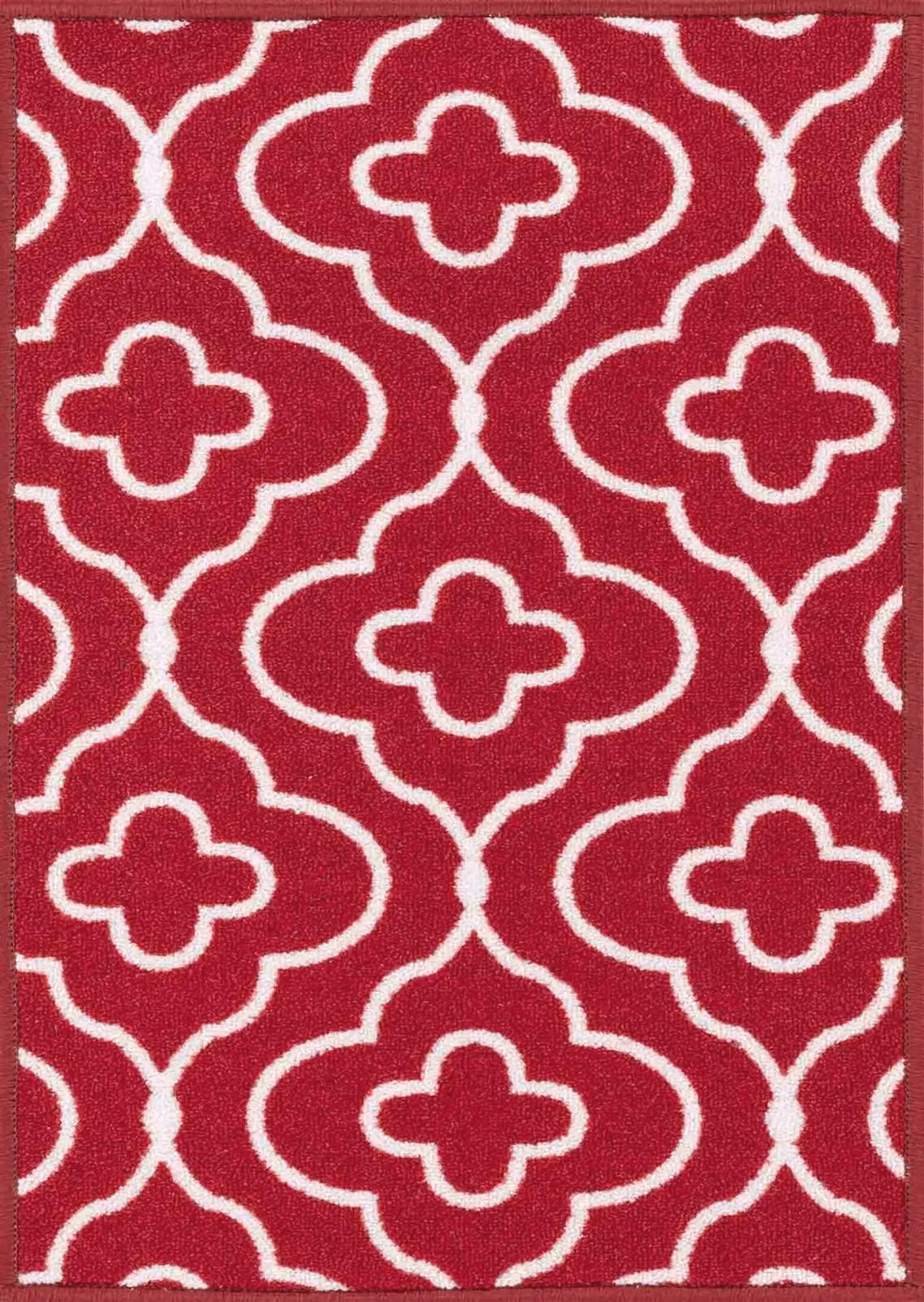 Desire Rugs Red Quatrefoil Design Non-Slip Machine Washable Doormat, W: 80 cm, D: 50 cm – 2
