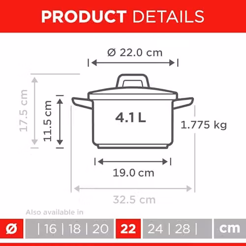 Kuhn Rikon Silver Stainless Steel Casserole Pot with Glass Lid, 4.1 l – 6