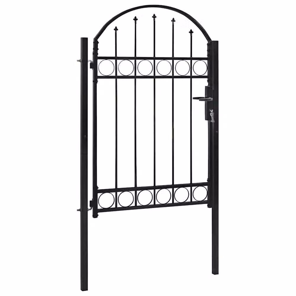 Berkfield Home Elegant Arched Top Steel Swing Gate, Black, W: 100 cm, H: 150 cm – 3
