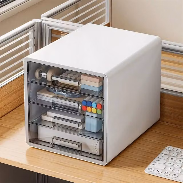 SPETLEK 4 Tier A4 Plastic Storage Drawer Tower Unit in White, Width: 60 cm – 1