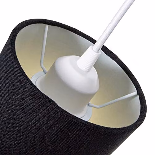 Happy Homewares Black Linen Fabric Cylindrical Lamp Shade with Reducer Ring, Height: 25 cm, Diameter: 13 cm – 2