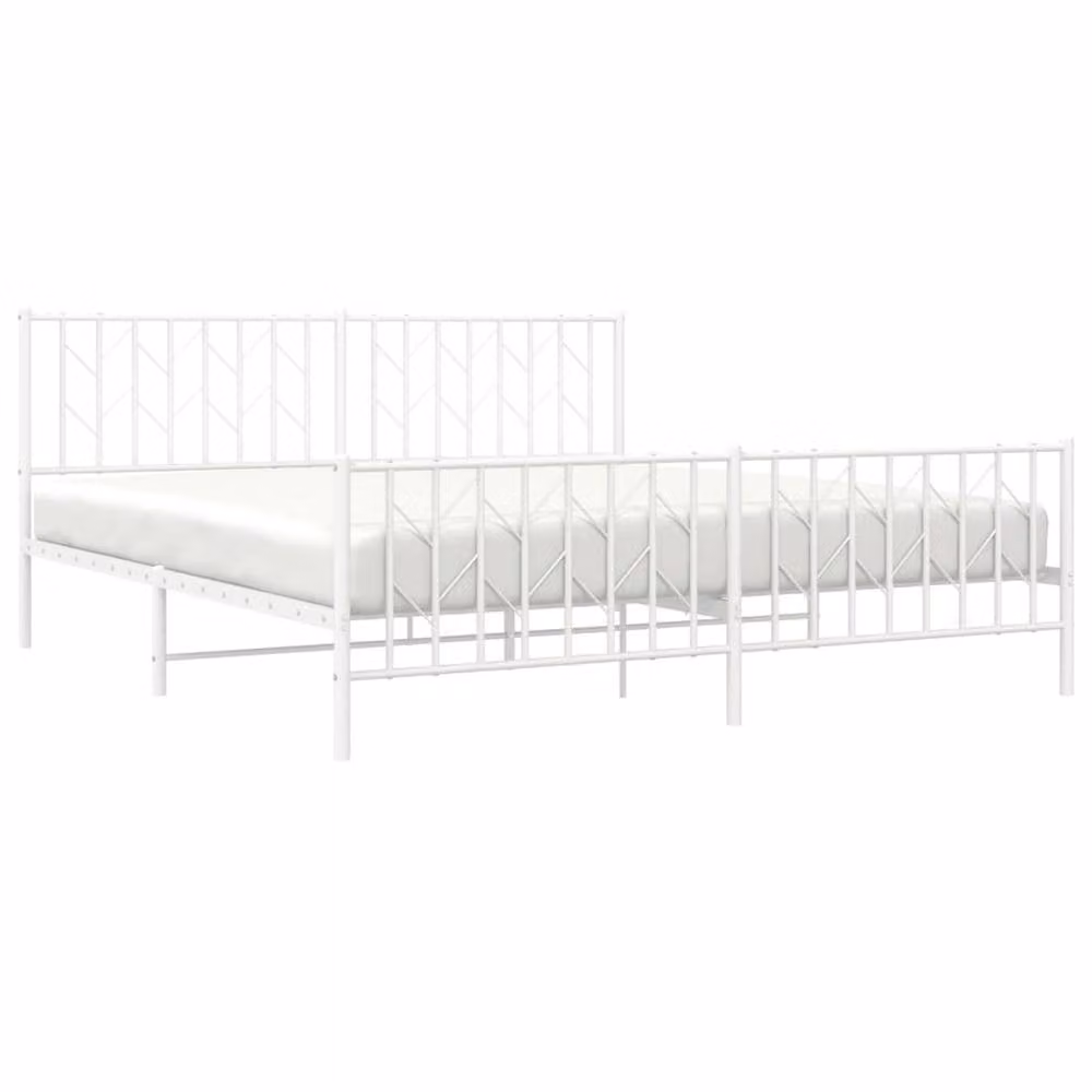 Berkfield Home Metal Bed Frame with Footboard, White, 183 x 213 cm – 3