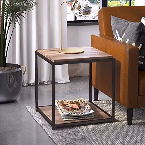 DHP Furniture Quincy End and Side Table, Brown, W: 49 cm, D: 48 cm, H: 55 cm